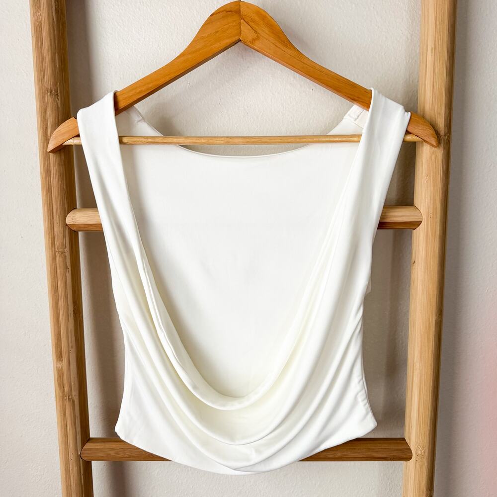 NWT Meshki Suri Slinky Cowl Back Top White Sleeveless Tank Women’s Size Small - Picture 4 of 7